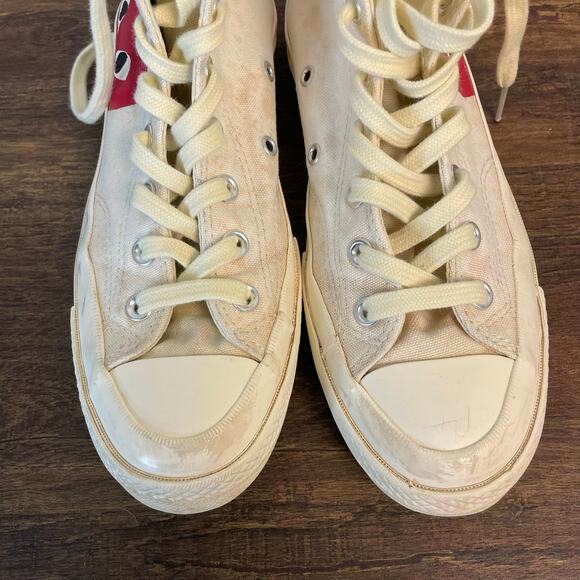 CDG Play Converse Chuck Taylor High Top White Red Heart Men's 6 Women's 8 - Picture 5 of 11